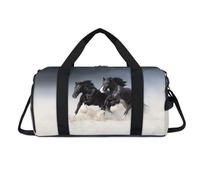 Black Horses Sac de sport avec compartiment à chaussures Ben Horses Sac de voyage Sac de gym Organiseur de bagage pour femmes, hommes, enfants, filles et garçons