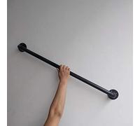 Black Industrial Iron Pipe Stair Handrail, Home Loft Against The Wall Elderly Non-Slip Railing with Wall Mount Support, Outdoor Indoor Stairs Porch Deck Hand Rail(420cm)
