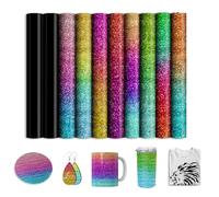 Black Infusible Lot de 10 films de sublimation pour gobelets de sublimation, papier de sublimation à paillettes pour tasse à café Cricut Heat Press Mug, 25,5 x 30,5 cm