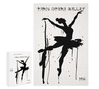 Black Ink Ballet Painting - Puzzle Décoratif en Bois, 1000 PCS, Activité Décorative - pour Les Amis Et La Famille