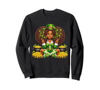 Black Irish Afro Black Girl African American St Patricks Day Sweatshirt
