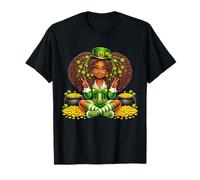 Black Irish Afro Black Girl African American St Patricks Day T-Shirt