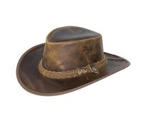 Black Jungle BALAT Chapeau en cuir, chapeau western, chapeau australien, chapeau de cowboy, mat, XL
