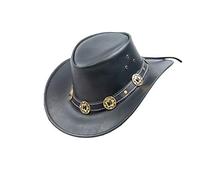 Black Jungle YARRAM Chapeau en cuir de Cowboy Australie Western Concho (Noir, XL)