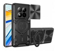 (Black) Kickstand Phone Case for Redmi Note 15 Pro 5G Global, TPU PC Material Cover with Slide Lens Window Protection