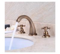 Black Kitchen Faucet - Modern 3-Piece Bathroom Sink Mixer with Double Handle 3-Hole Design Brass Construction Perfect for Home Upgrade