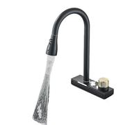 Black Kitchen Faucet With Rainfall Waterfall Wash 4 Function Brass Single Hole Pull Out Mixer Hot Cold Water Taps Deck Mounted(Gun grey)