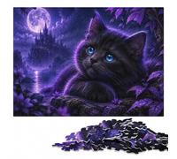 Black Kitten Blue Eyes Moon Castle Puzzle Image Bois, À Thème, 1000 pièces | À la maison : Puzzle adulte : présent du Nouvel An, activité d'intérieur le w nd.