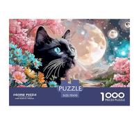 Black Kitten in Style of Van_goghs 1000 Pcs Carton Extra-épais Coffret De Puzzles Kitten Stimulant Et Éducatif Jeu Familial Puzzles As Birthday Gifts 70x50cm/1000pcs