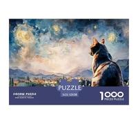 Black Kitten in Style of Van_goghs 1000 Pcs Carton Premium Lot de Puzzles Kitten Stimulant Et Éducatif Jeu Créatif Puzzles As Birthday Gifts 52x38cm/1000pcs