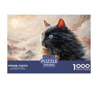 Black Kitten with Blue Eyes 1000 Pièces Carton Extra-épais Coffret De Puzzles Colorful Kitty Stimulant Et Éducatif Jeu Créatif Puzzles As Birthday Gifts 38x26cm/1000pcs