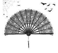 Black Lace Fan, Elegant Halloween Handheld Folding, Decorative Lace Fans Wedding, Costume, Dance Party Props for Women, Girls, Friends, Daughter, Granddaughter, Family Celebrations
