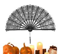 Black Lace Fan - Halloween Black Hand Fan | Outil De Brise De Dentelle Pliant Chinois À Main Le Portable | Halloween Cosplay Party Props For Wedding Favors Fille Petite-fille Famille Amis Decoration C