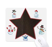 Black Leather Abstract Design Christmas Snowman Family Star Mouse Pad