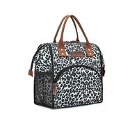 (Black Leopard)LOKASS Lunch Bag Insulated Lunch Box Wide-Open Lunch Tote Bag Large Drinks Holder Durable Thermal Snacks Organizer Lunch Boxes & Totes
