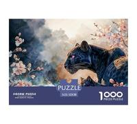 Black Leopard with Pink Eyes 1000 Pcs Carton Extra-épais Coffret De Puzzles Wild Beast Stimulant Et Éducatif Défi Unique Puzzles pour Adultes Et Enfants 52x38cm/1000pcs