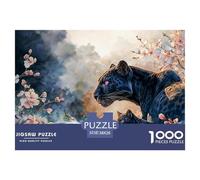 Black Leopard with Pink Eyes 1000 Pièces Carton Extra-épais Lot de Puzzles Wild Beast Stimulant Et Éducatif Jeu Créatif Puzzles pour Adultes Et Enfants 38x26cm/1000pcs
