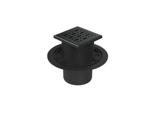 Black Line Siphon de sol pour douche 125 x 125 mm en acier inoxydable noir DN 110 Siphon anti-odeurs (F1 386-AC)