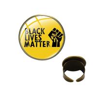 Black Lives Matter Bague en verre avec slogan de Protest George Floyd I Cant Breathe pour homme et femme, 16mm, Verre