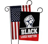 Black Lives Matter Drapeau de jardin - Pack Support Cause BLM Anti Racism Revolution Movement Equality Social USA Applique - Bannière de décoration de la maison, cadeau de petite cour, double face