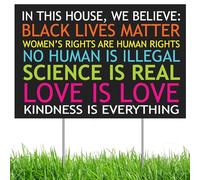 Black Lives Matter Panneau de cour 30,5 x 45,7 cm, impression UV double face, bannière en plastique ondulé anti-racisme résistant aux intempéries avec piquet en métal de 38,1 cm de hauteur pour