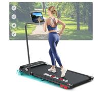 BLACK LORD Walking Pad Tapis de Course avec Rampe, 9% d'inclinaison, 16 km/h, Faible Bruit, Moteur Silencieux 3,2 ch, 12 programmes prédéfinis, Haut-Parleur intégré, Design Compact avec Roues,Noir