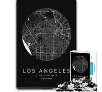 Black Los Angeles CA Map Puzzle pour Adultes | Cadeau loisir pour fan de puzzle avec activité à partager en famille en intérieur.