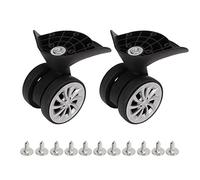 Black Luggage Wheels, Replacement Left & Right Swivel Luggage Suitcase Caster Wheels, One Pair Suitcase Casters Nylon Black Luggage Wheels with Screws for Replacement Upgrade Travel