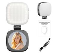 (Black)Magnetic Selfie Light with Mirror Folding LED Phone Fill Ring Light for Makeup Photography Vlog Recording