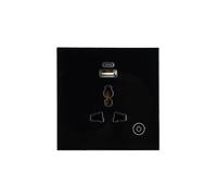 (black) Matter WIFI Zigbee Wall Socket With USB Type C Universal Electrical Plug Outlet Power Touch Switch For Alexa Google Home Tuya