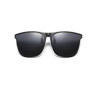 (Black) Men Women Clip On Polarized Sunglasses Photochromic Vintage Glasses Night Driving Goggles Color Changing Lenses