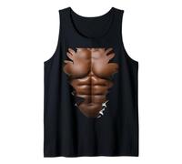 Black Mens Body Builder Six Pack Muscle Funny Fake ABS Peau Débardeur