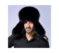 (Black)Mens Thick Ushanka Winter Faux Fur Thermal Russian Cossack Trapper Snow Hats