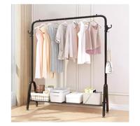 Black Metal Clothes Rack with Shelves Heavy Duty Freestanding Garment Rack for Boutique Store Clothes (100x33x147cm)