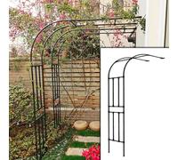Black Metal Garden Arch - Weatherproof Half Round Trellis for Climbing Roses & Clematis Freestanding Design Sizes W220xH240cm to W270xH240cm