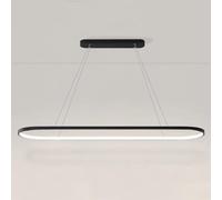 Black Metal Pendant Light Adjustable Height Chandelier for Dining Room Bar Island and Living cm LED Long Strip Ring Shape Hanging Ceiling