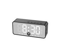 (Black)Mirror Sound, Clock, Alarm, Speaker With A-I Voice Prompt, Human Sensing Mode, Dual Alarm For Waking Up PUW0956
