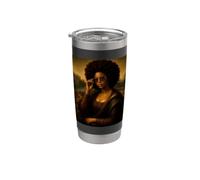 Black Mona Lisa Afro American Women Afro Black Diva Gobelet isotherme en acier inoxydable double paroi