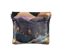Black Mountain Illustration Art Petit porte-monnaie en cuir imperméable pour femme, art d'illustration de montagne noire, 1 size