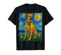 Black Mouth Cur Chien de Chasse inspiré de Van Gogh Nuit étoilée T-Shirt