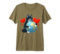 Black MUDI Dog Earth Day Hug Love Owner Hugging Planet Globe T-Shirt Haut de Gamme