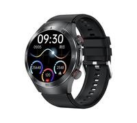 (Black, Multicolor) E800 1.49-inch AMOLED Screen Bluetooth Call Laser Therapy ECG Smart Watch, Silicone Strap - Red