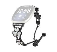 (Black,Multicolor)For Fitbit Versa 3 Sense Watchband Heart Clover Decor Zinc Alloy Metal Strap - Starlight
