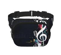 Black Music Notes Unisexe Taille Réglable Carré Double Couche Ceinture Pack pour Activités de Plein Air Voyage Course Randonnée, Noir , Taille unique