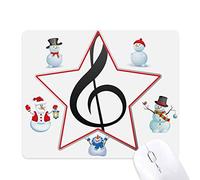 Black Music Treble Clef White Christmas Snowman Family Star Mouse Pad