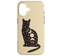 Black Mystical Cat Lover Astrology Celestial Theme Coque pour iPhone 16