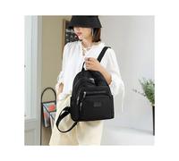 (black)New Dark Green Women's Backpack Waterproof Nylon Backpack Student School Bag Suitable For Girls' Small Travel Rucksack