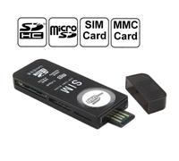 (Black) Nouveau lecteur de cartes universel USB compatible avec les cartes SD, MMC, SIM et TF.