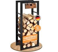 BLACK OAK Étagère à bois JACK 100x40x25cm noir - pour intérieur & extérieur jusqu'à 250kg de bois - Cadre en métal en acier revêtu par poudre antirouille Étagère à bois de chauffage Étagère en bois