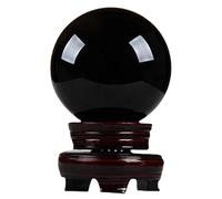 Black Obsidian Crystal Ball with Stand Crystal Sphere Balls for Witchcraft and Decorative Balls,Black-3cm